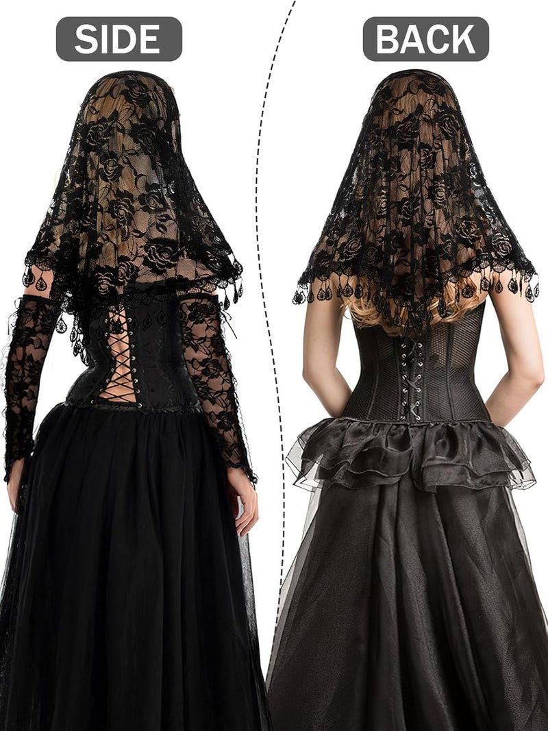 BOARDFEB 2 Pcs Mass Veil Triangle Mantilla Cathedral Head Covering Chapel Veil Latin Scarf Latin Mass Head Covering Veils - Image 5